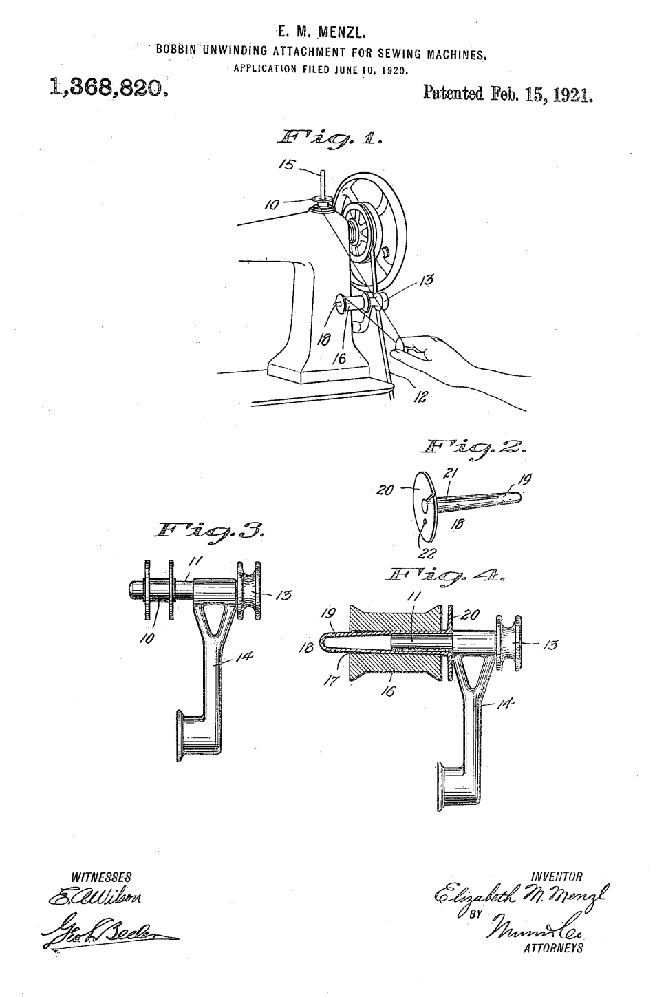 US1368820 patent drawing