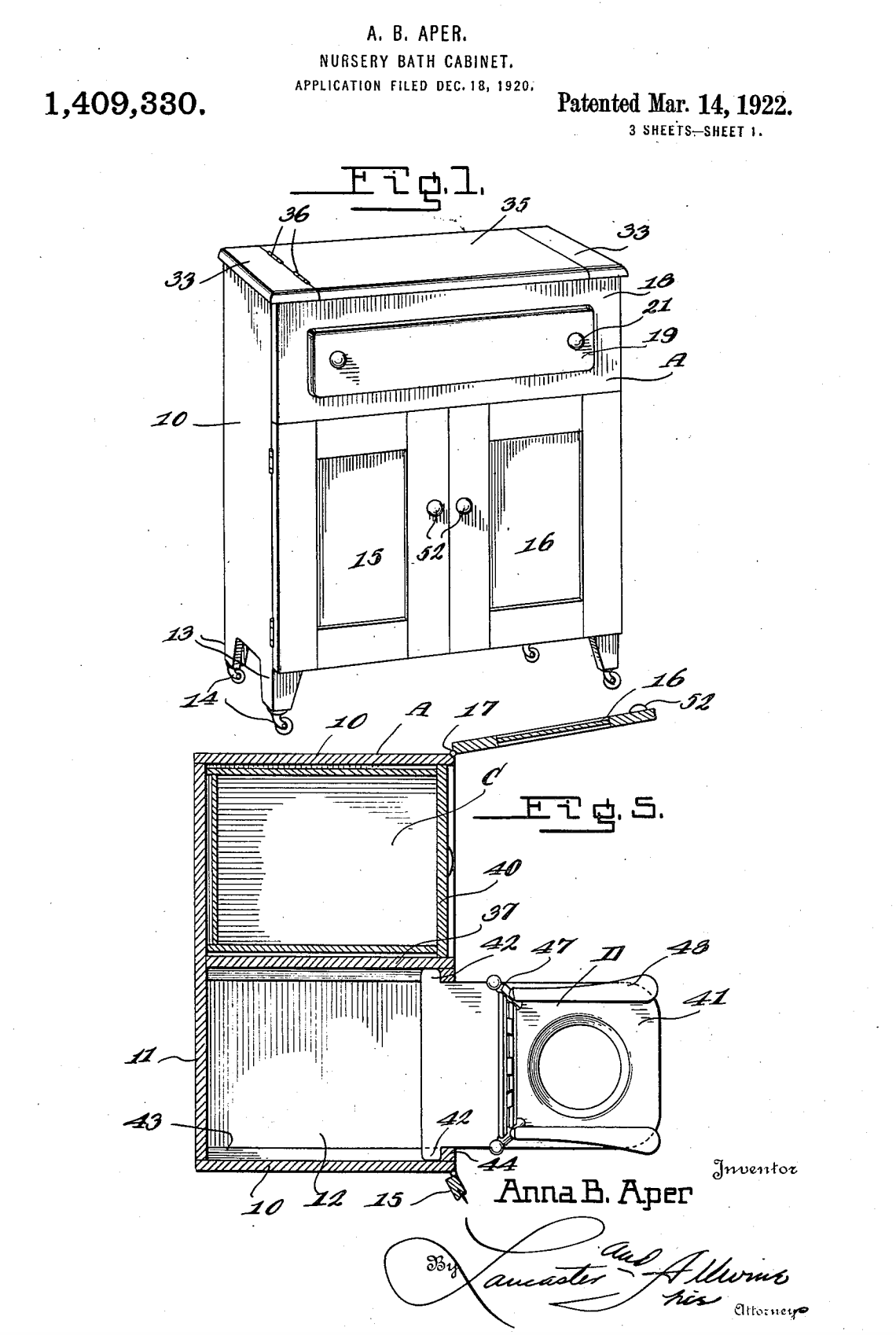 US1409330 patent drawing