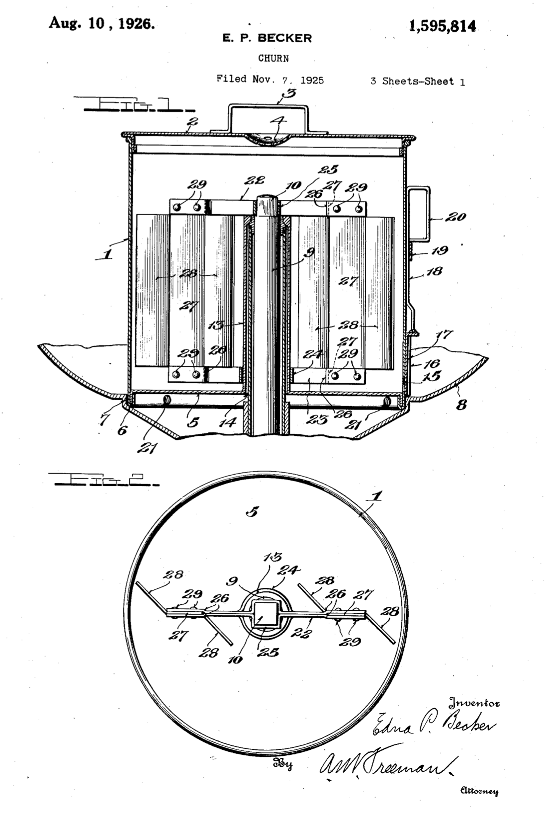 US1595814 patent drawing