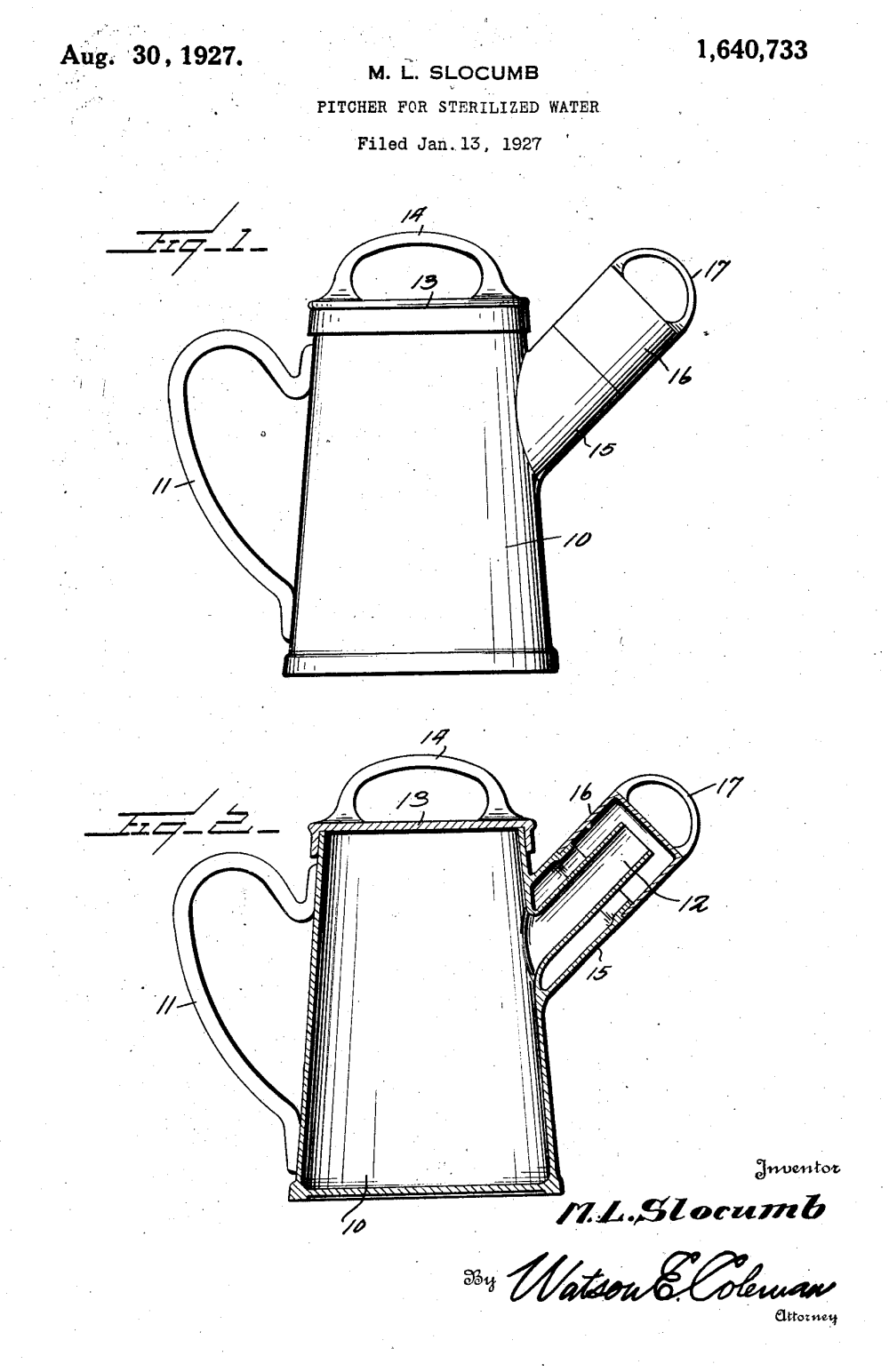 US1640733 patent drawing