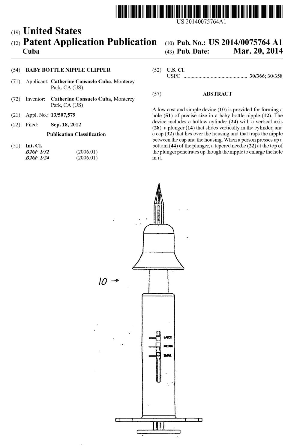 US20140075764 patent drawing