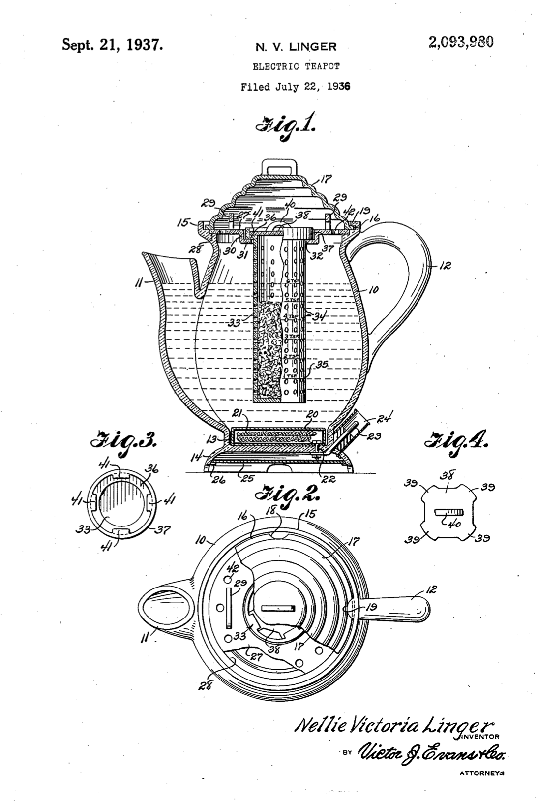 US2093980 patent drawing