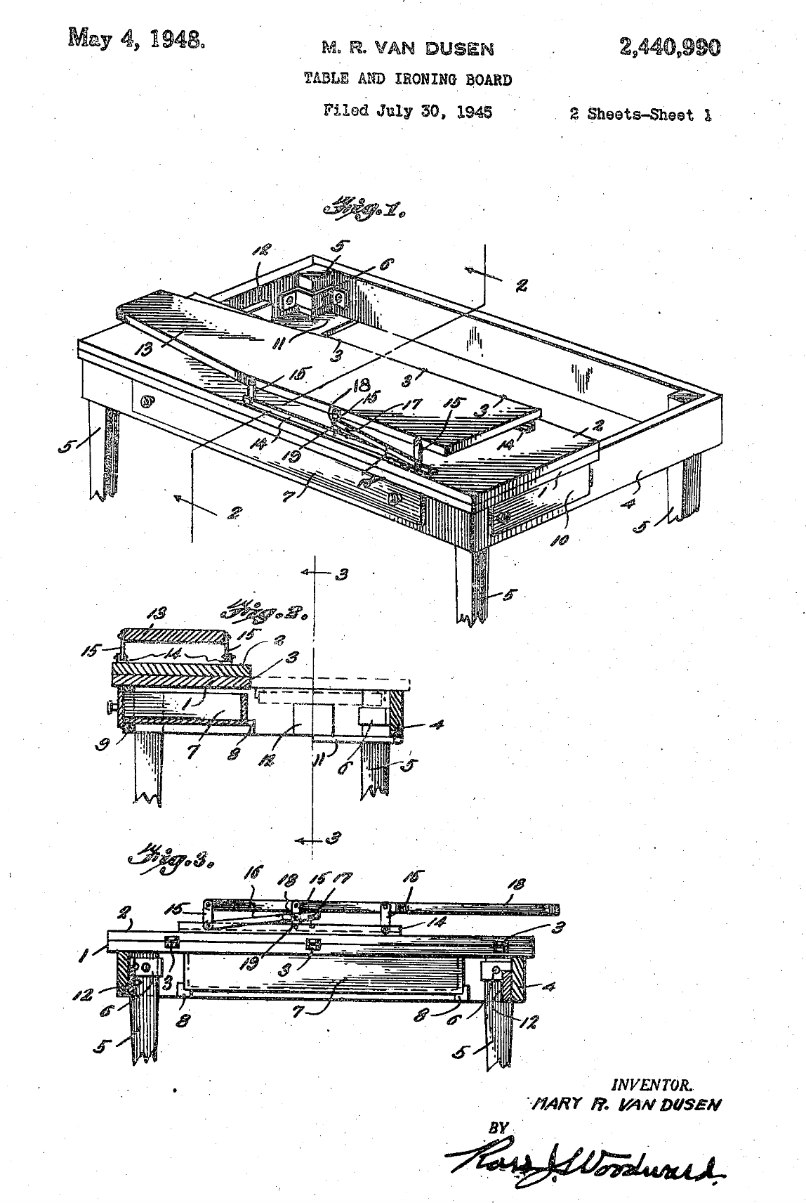 US2440990 patent drawing