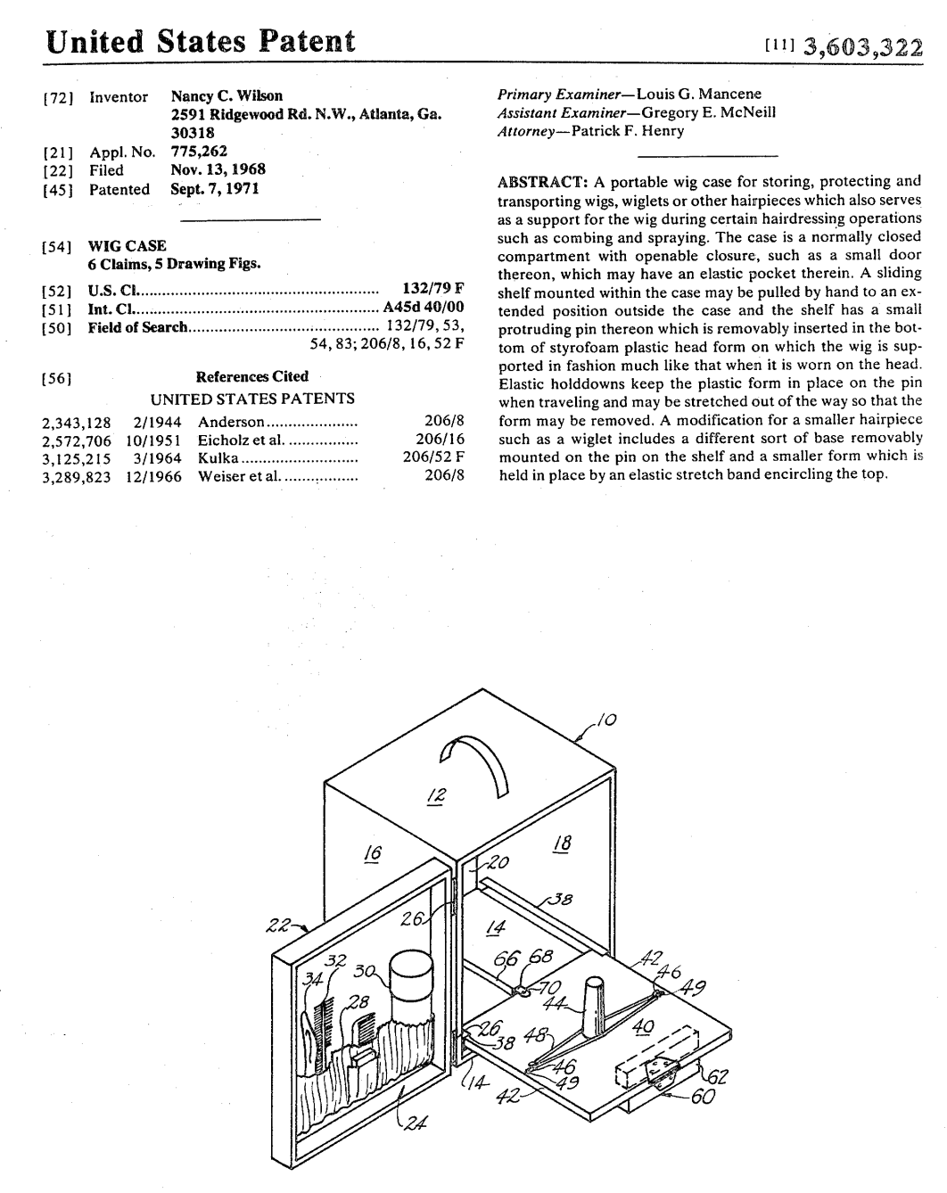 US3603322 patent drawing