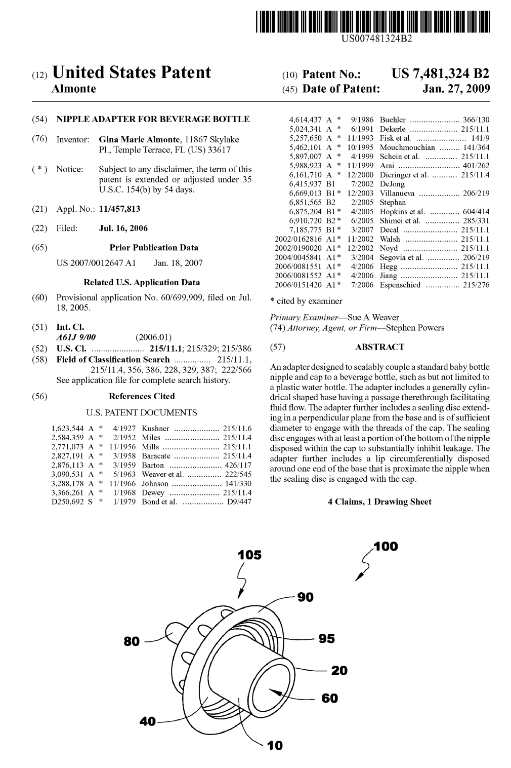 US7481324 patent drawing